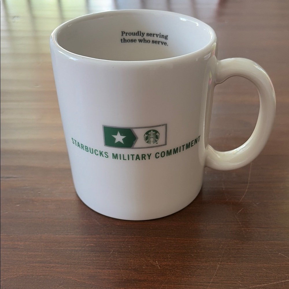 Starbucks White and Green Military Commitment Ceramic Mug